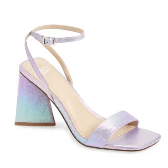BP Sandals Womens Size 5 Lilac Parker Ankle Strap Chunky Triangular Heels - Picture 1 of 10
